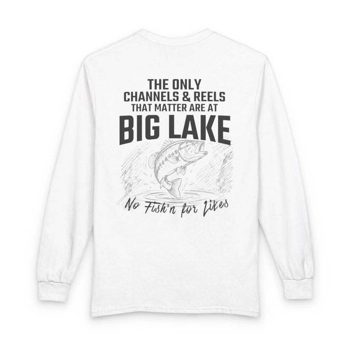 Alaska  Big  Lake  Long  Sleeve  Fishing  T-shirt  back  position  view  from  back  white.webp