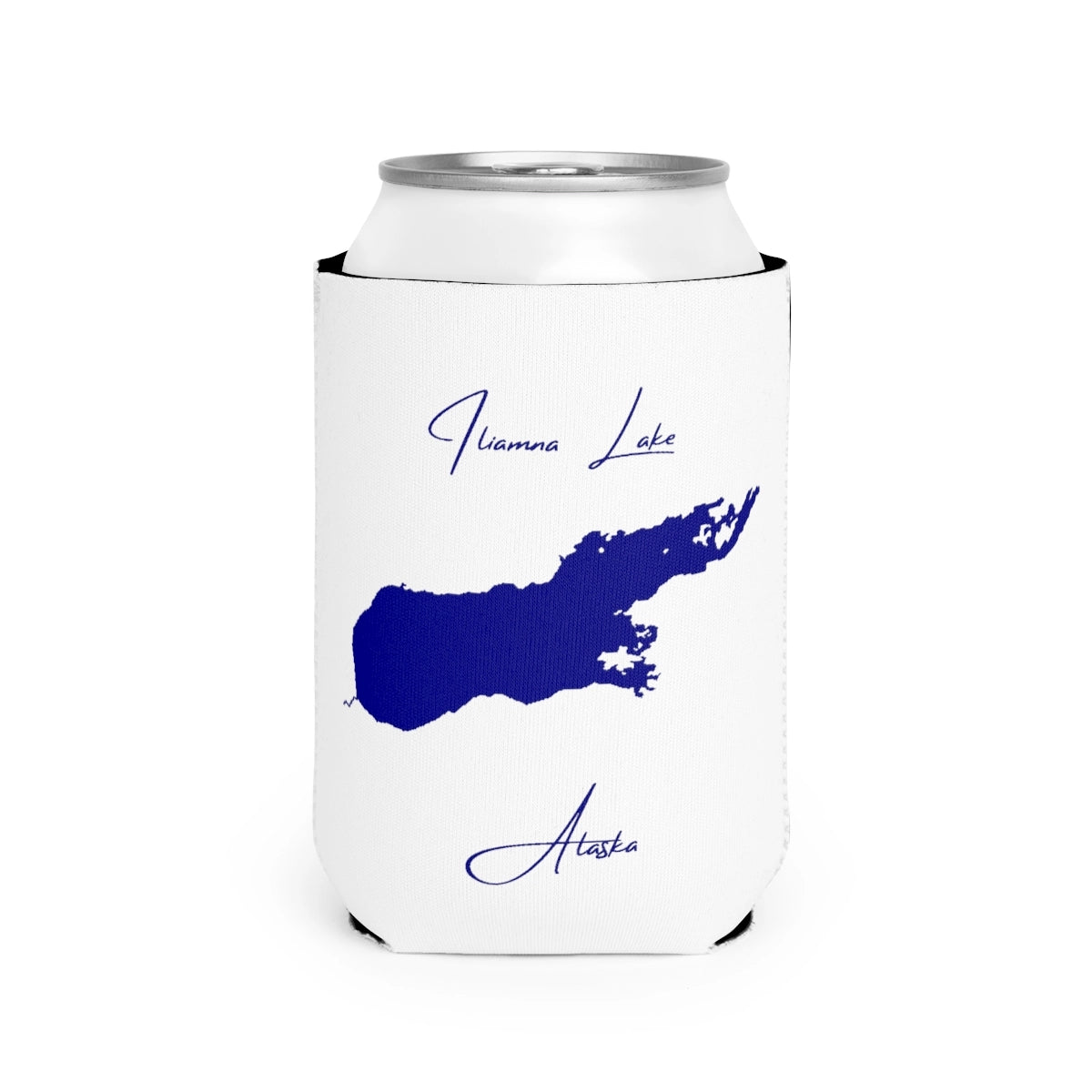 Alaska  Iliamna  Lake  Can  Koozie  front  position  view  from  front-2  white.webp