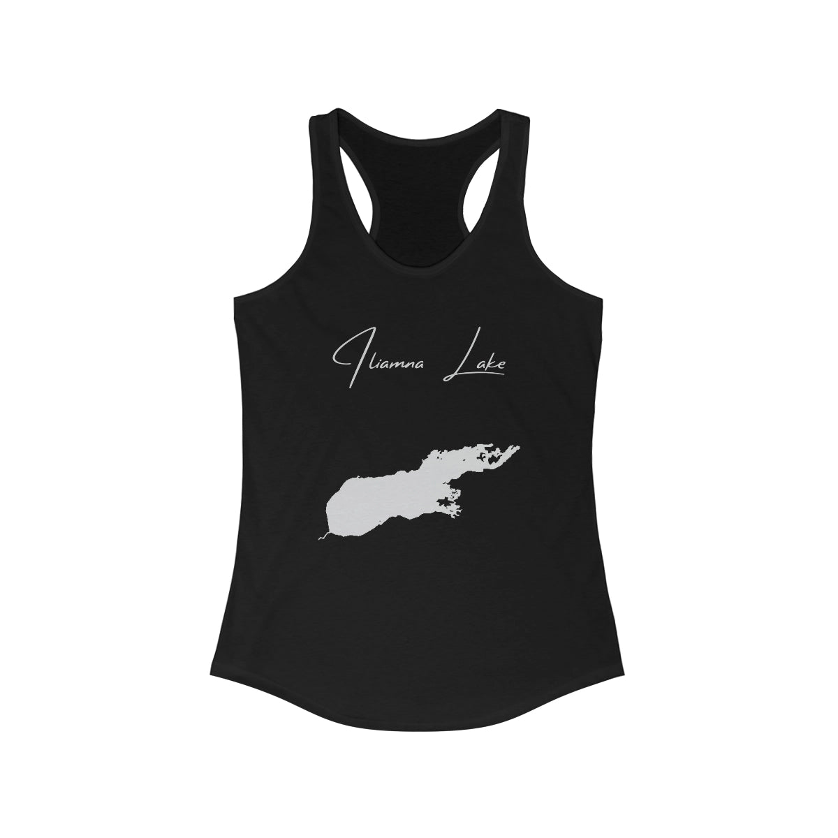 Alaska  Iliamna  Lake  Racerback-Tank  front  position  view  from  front  solid  black.webp