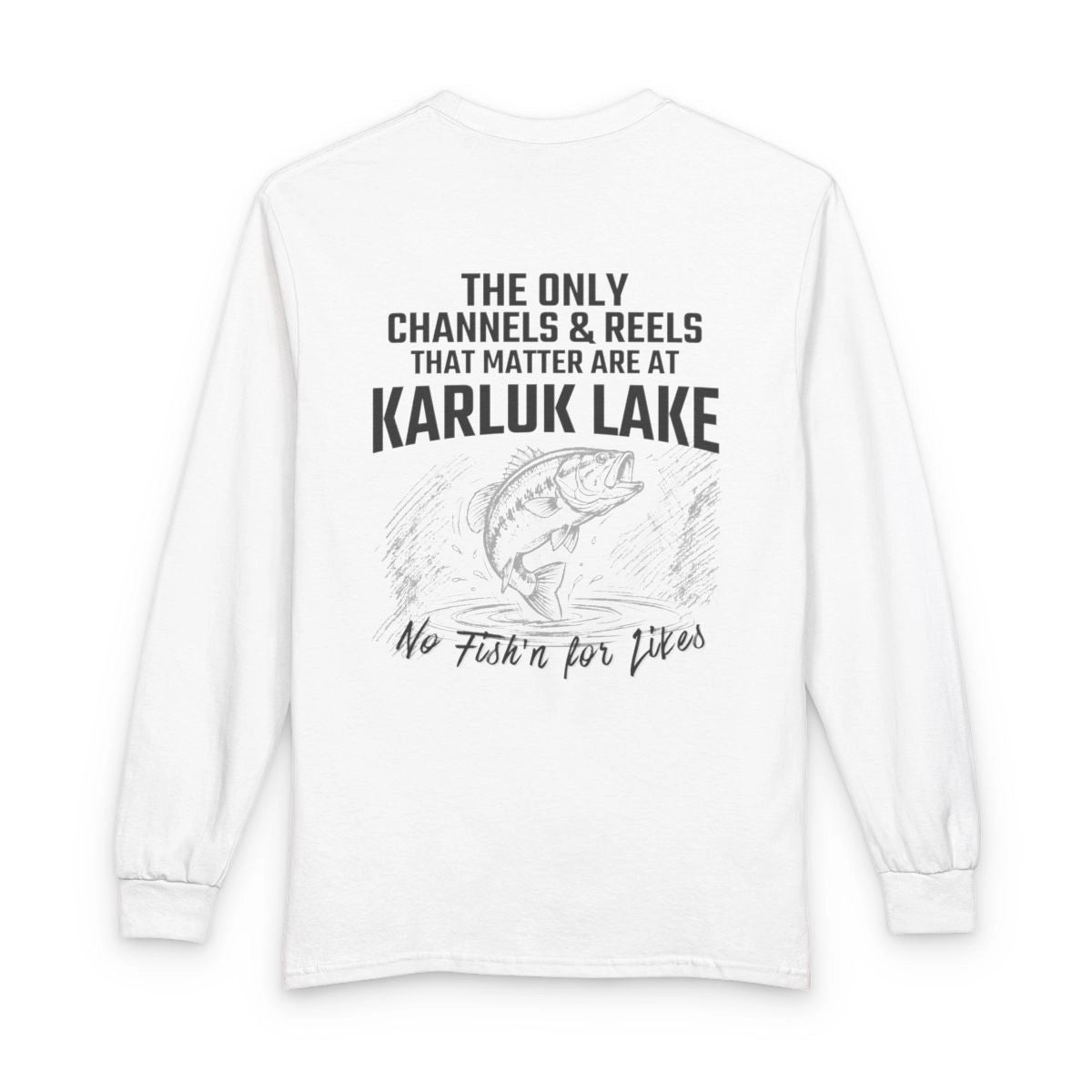 Alaska  Karluk  Lake  Long  Sleeve  Fishing  T-shirt  back  position  view  from  back  white.webp