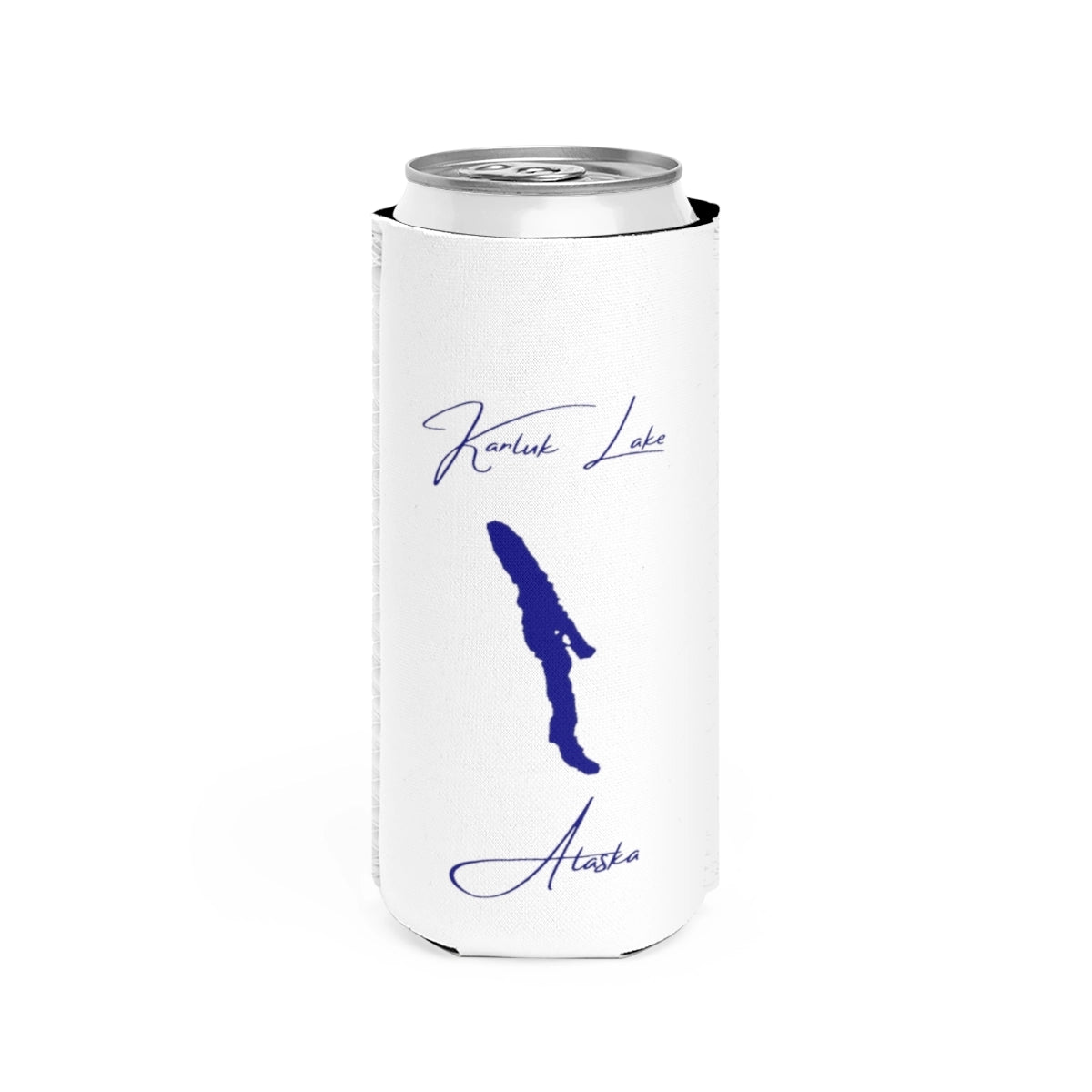 Alaska  Karluk  Lake  Slim  Can  Koozie  front  position  view  from  front  white.webp