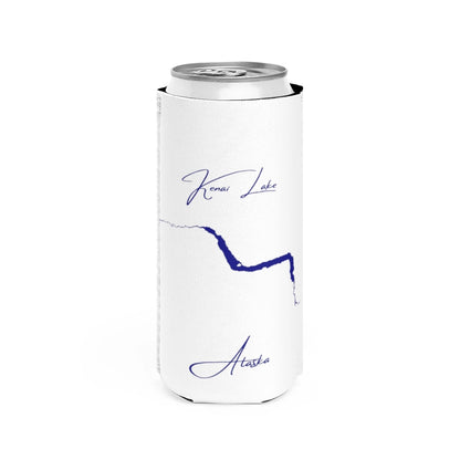 Alaska  Kenai  Lake  Slim  Can  Koozie  front  position  view  from  front  white.webp