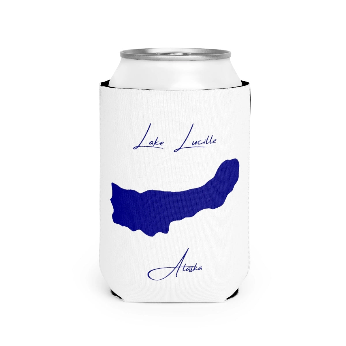 Alaska  Lake  Lucille  Can  Koozie  front  position  view  from  front-2  white.webp