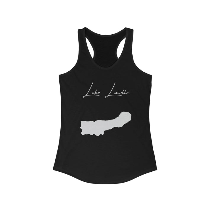 Alaska  Lake  Lucille  Racerback-Tank  front  position  view  from  front  solid  black.webp