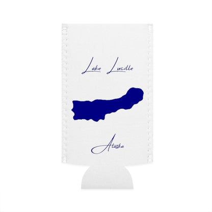 Alaska  Lake  Lucille  Slim  Can  Koozie  front  position  view  from  flat-front  white.webp