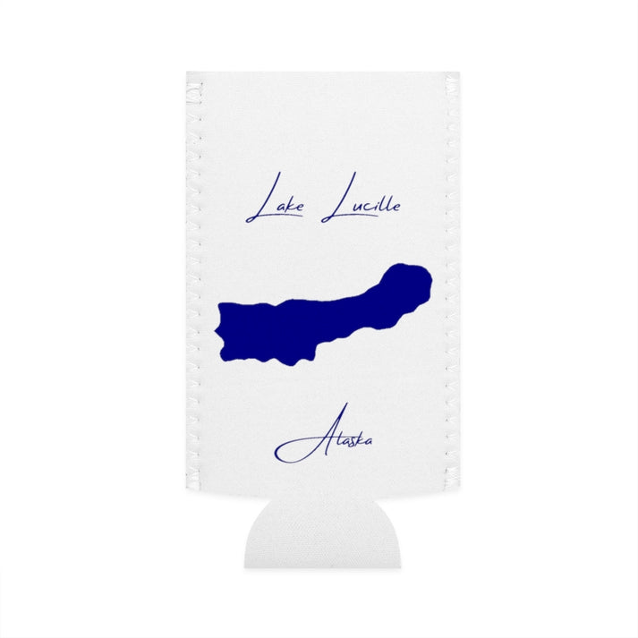 Alaska  Lake  Lucille  Slim  Can  Koozie  front  position  view  from  flat-front  white.webp