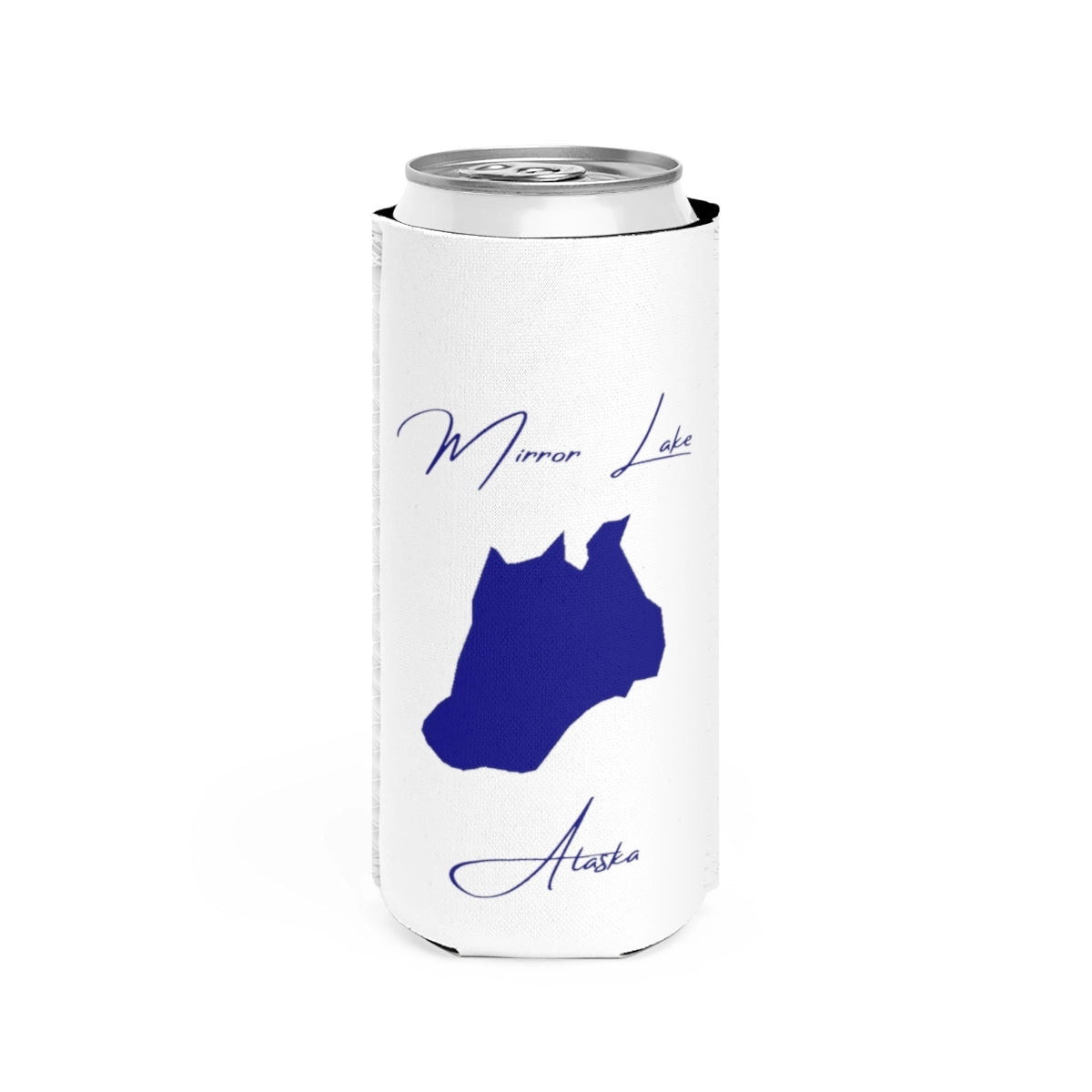 Alaska  Mirror  Lake  Slim  Can  Koozie  front  position  view  from  front  white.webp