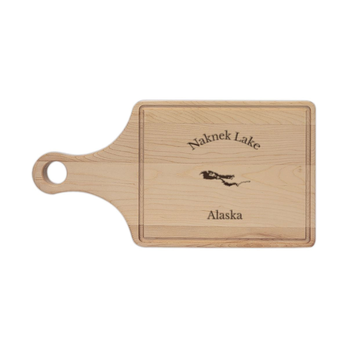 Alaska  Naknek  Lake  Engraved  Cutting  Board  front  position  view  from  front  maple.webp