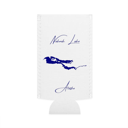 Alaska  Naknek  Lake  Slim  Can  Koozie  front  position  view  from  flat-front  white.webp