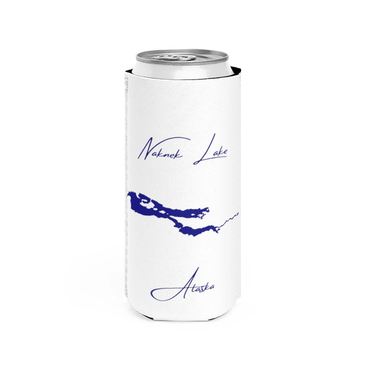 Alaska  Naknek  Lake  Slim  Can  Koozie  front  position  view  from  front  white.webp
