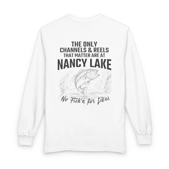 Alaska  Nancy  Lake  Long  Sleeve  Fishing  T-shirt  back  position  view  from  back  white.webp