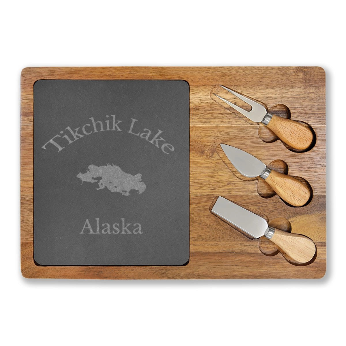 Alaska  Tikchik  Lake  Engraved  Charcuterie  Board  other  position  view  from  front  13  3  4  x  9  3  4.webp