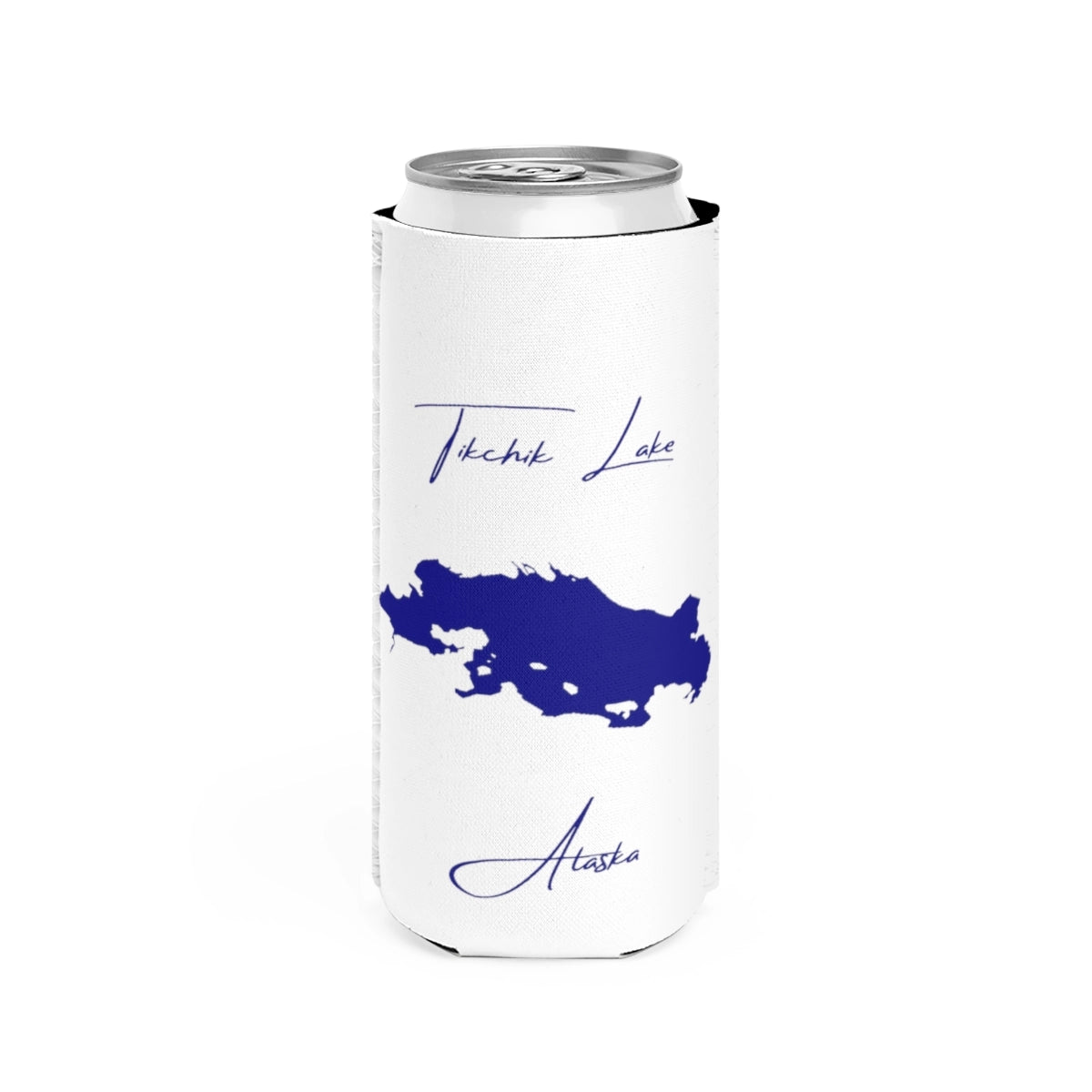 Alaska  Tikchik  Lake  Slim  Can  Koozie  front  position  view  from  front  white.webp