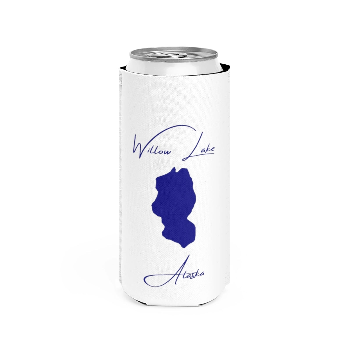 Alaska  Willow  Lake  Slim  Can  Koozie  front  position  view  from  front  white.webp
