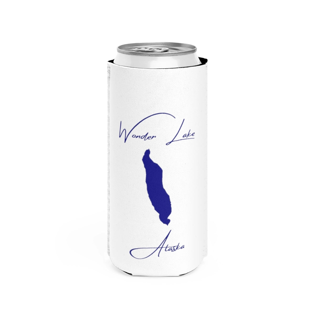 Alaska  Wonder  Lake  Slim  Can  Koozie  front  position  view  from  front  white.webp