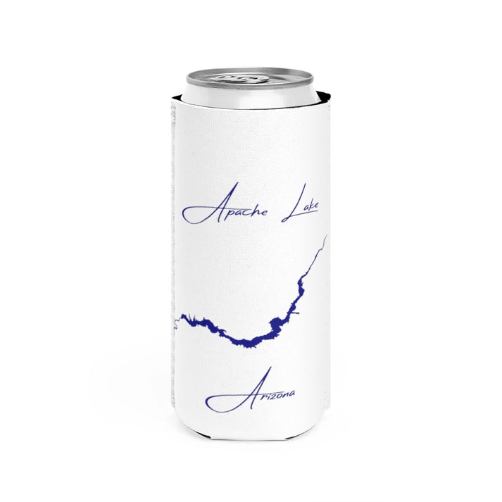 Arizona  Apache  Lake  Slim  Can  Koozie  front  position  view  from  front  white.webp