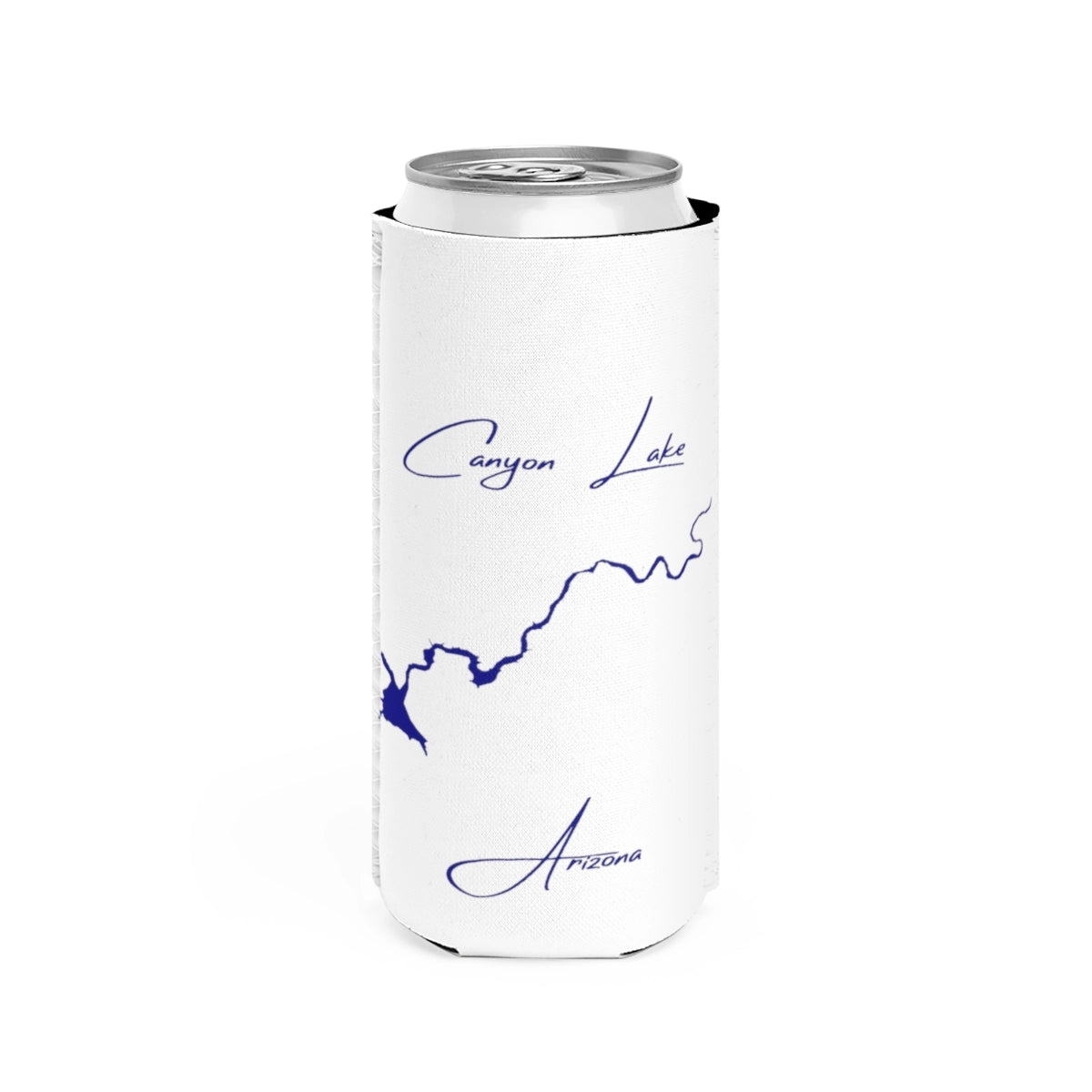 Arizona  Canyon  Lake  Slim  Can  Koozie  front  position  view  from  front  white.webp