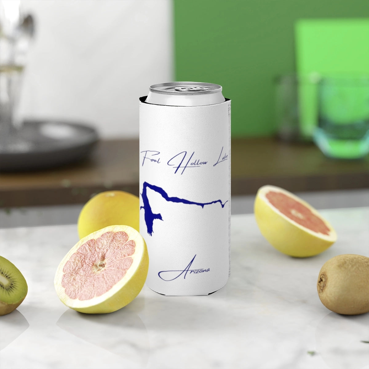 Arizona  Fool  Hollow  Lake  Slim  Can  Koozie  front  position  view  from  context-2  white.webp