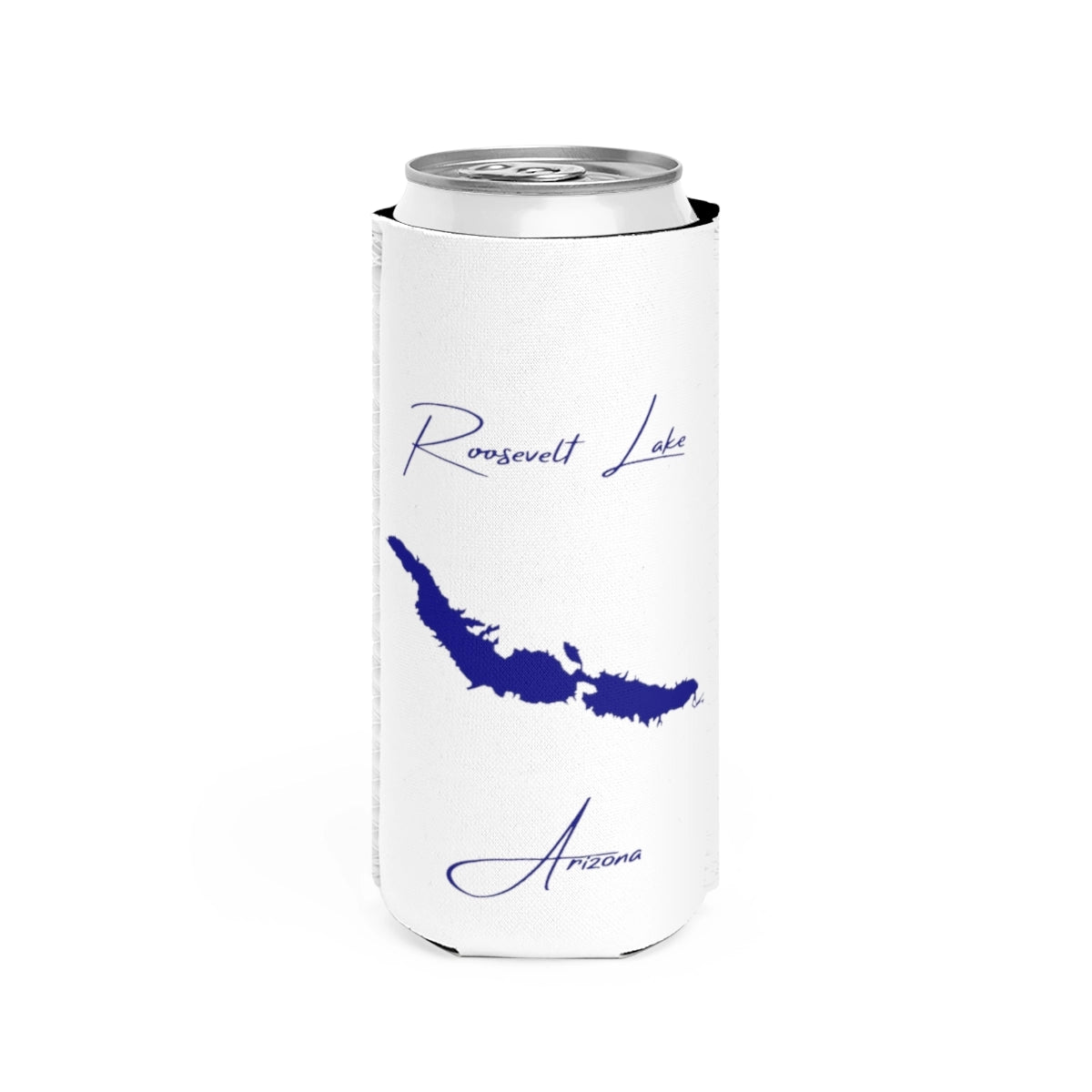 Arizona  Roosevelt  Lake  Slim  Can  Koozie  front  position  view  from  front  white.webp