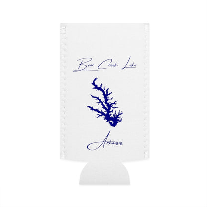Arkansas  Bear  Creek  Lake  Slim  Can  Koozie  front  position  view  from  flat-front  white.webp