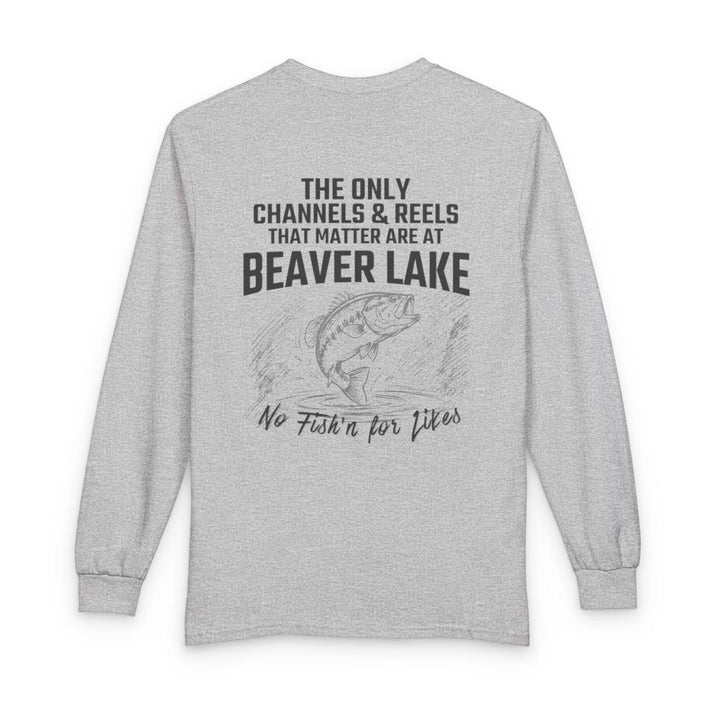Arkansas  Beaver  Lake  Long  Sleeve  Fishing  T-shirt  back  position  view  from  back  sport  grey.webp