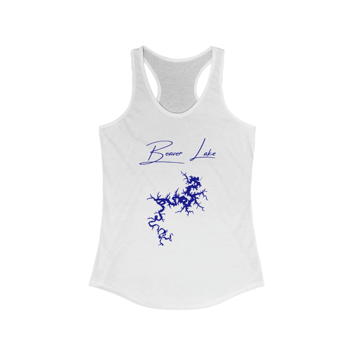 Arkansas  Beaver  Lake  Racerback-Tank  front  position  view  from  front  solid  white.webp