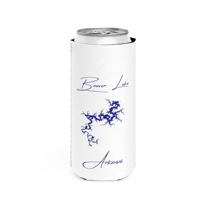 Arkansas  Beaver  Lake  Slim  Can  Koozie  front  position  view  from  front  white.webp