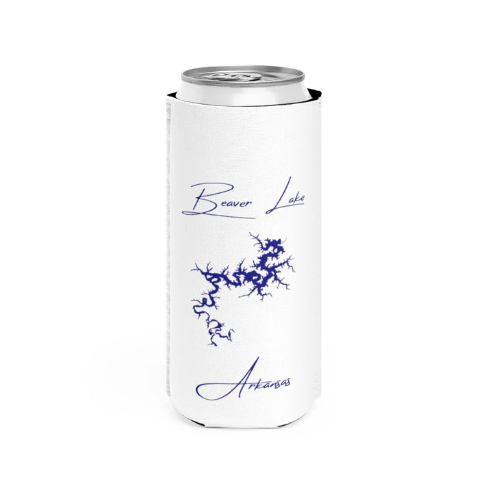 Arkansas  Beaver  Lake  Slim  Can  Koozie  front  position  view  from  front  white.webp