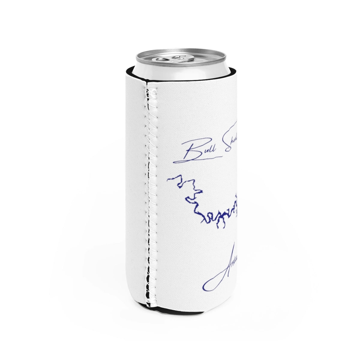 Arkansas  Bull  Shoals  Lake  Slim  Can  Koozie  all  position  view  from  right  white.webp