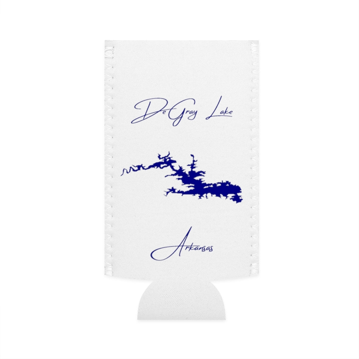 Arkansas  DeGray  Lake  Slim  Can  Koozie  front  position  view  from  flat-front  white.webp