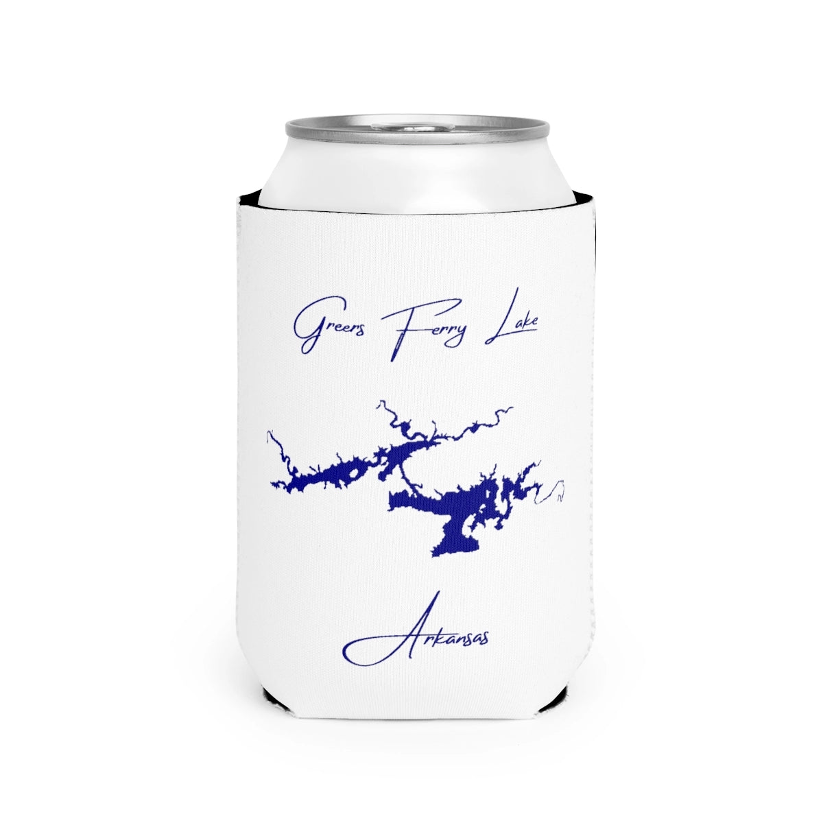 Arkansas  Greers  Ferry  Lake  Can  Koozie  front  position  view  from  front-2  white.webp
