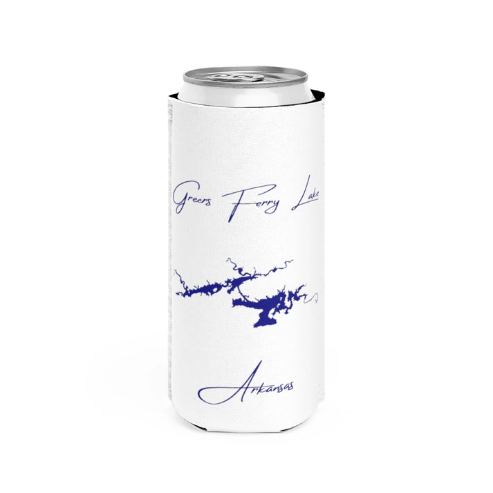 Arkansas  Greers  Ferry  Lake  Slim  Can  Koozie  front  position  view  from  front  white.webp