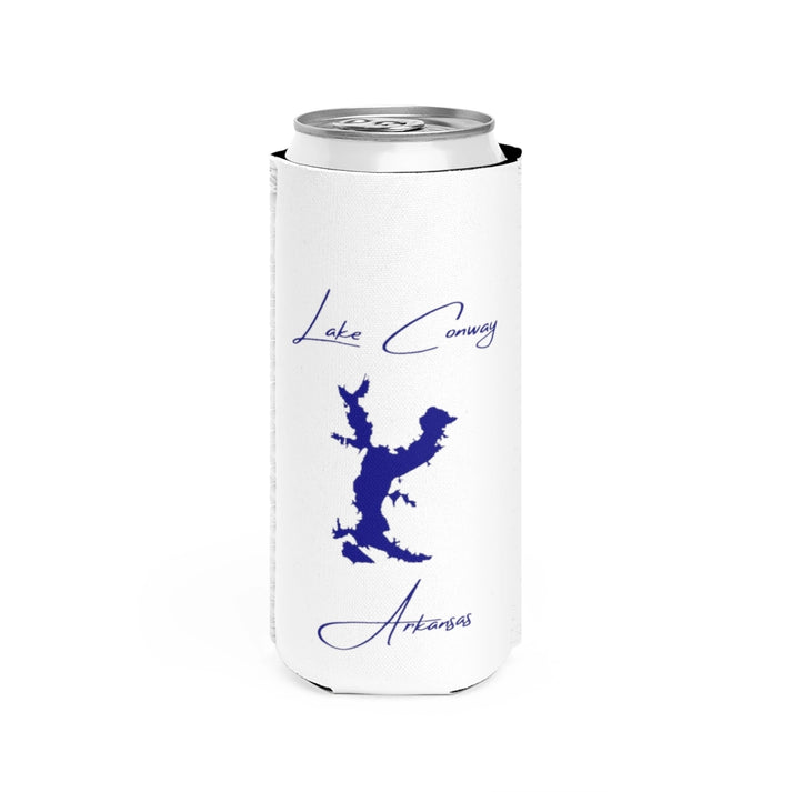 Arkansas  Lake  Conway  Slim  Can  Koozie  front  position  view  from  front  white.webp