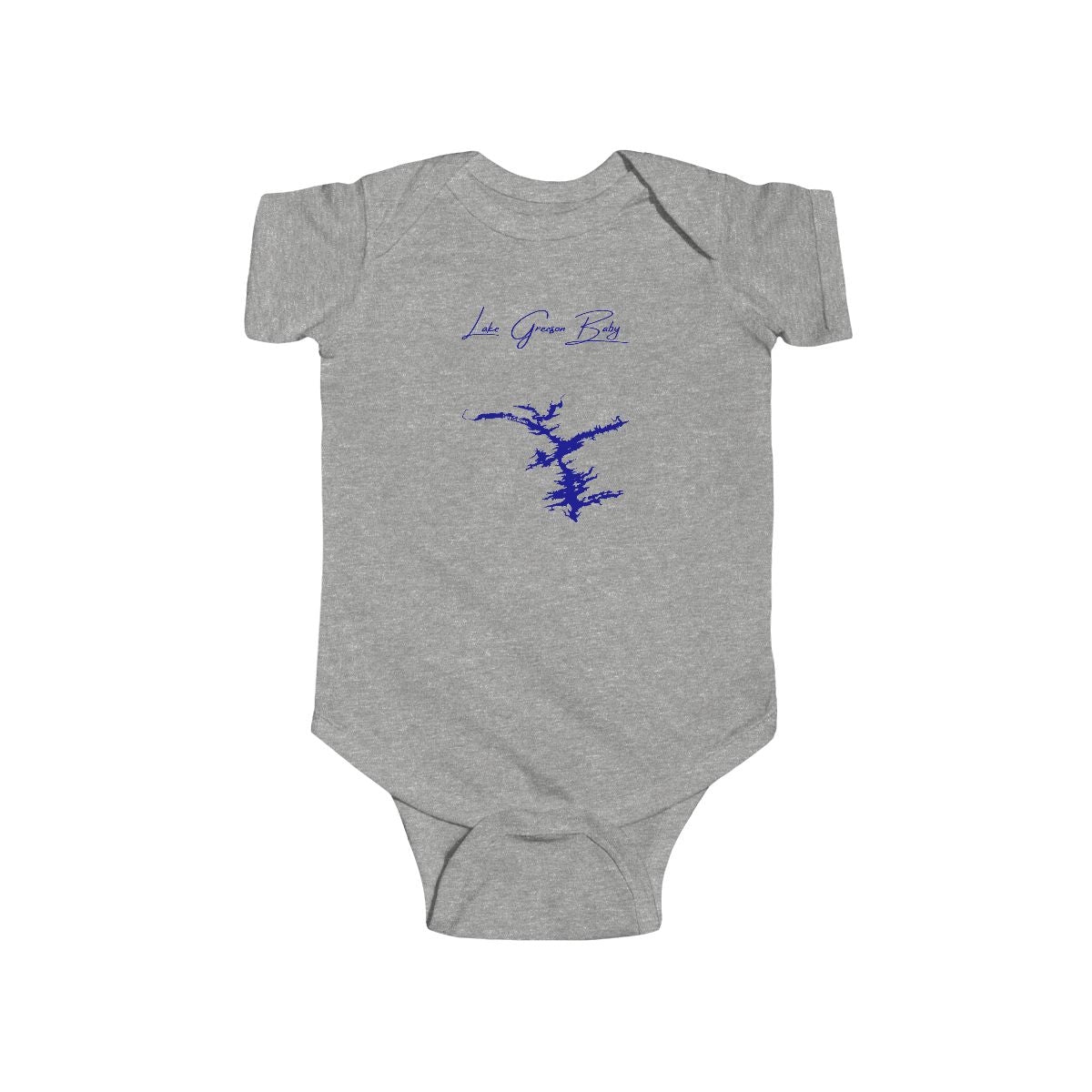 Arkansas  Lake  Greeson  Onesie  front  position  view  from  front  heather.webp