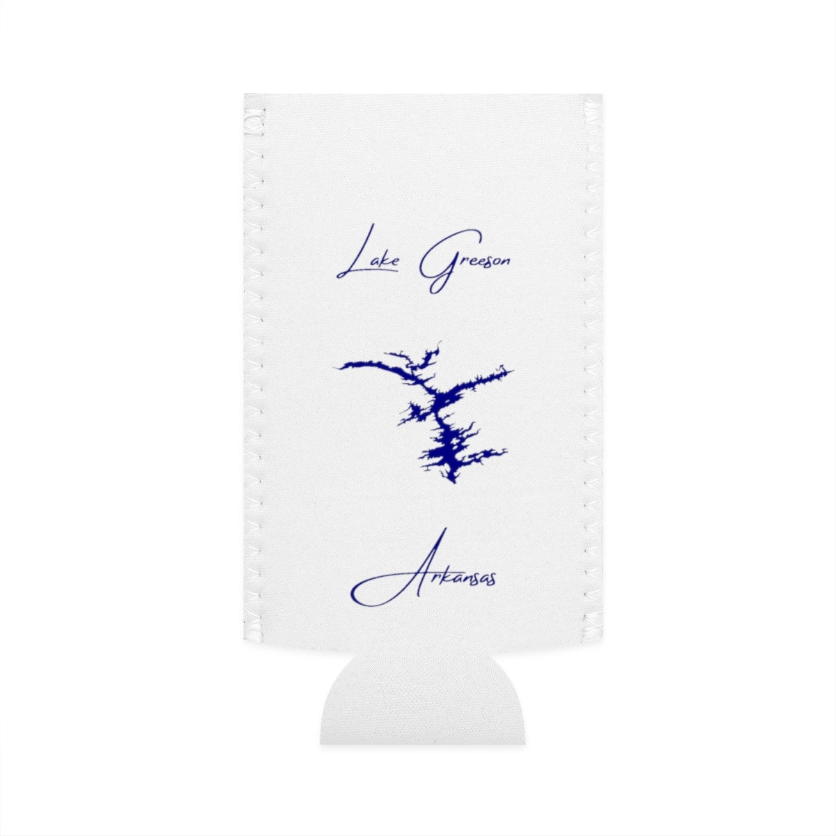 Arkansas  Lake  Greeson  Slim  Can  Koozie  front  position  view  from  flat-front  white.webp