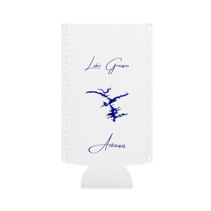Arkansas  Lake  Greeson  Slim  Can  Koozie  front  position  view  from  flat-front  white.webp