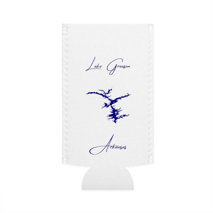 Arkansas  Lake  Greeson  Slim  Can  Koozie  front  position  view  from  flat-front  white.webp