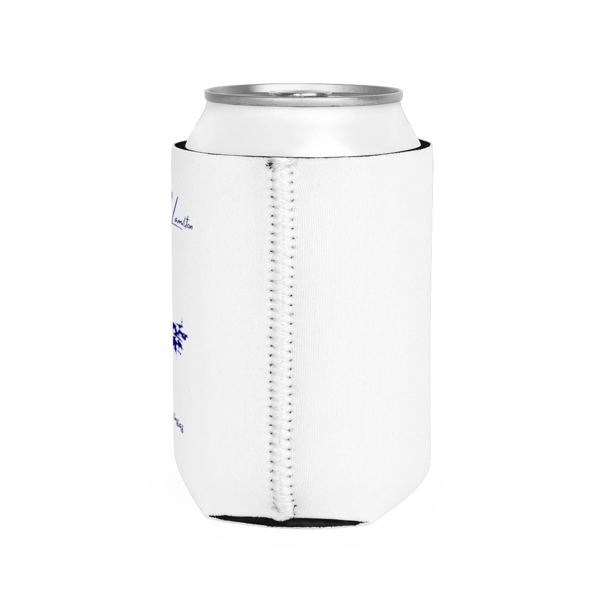 Arkansas  Lake  Hamilton  Can  Koozie  all  position  view  from  right  white.webp