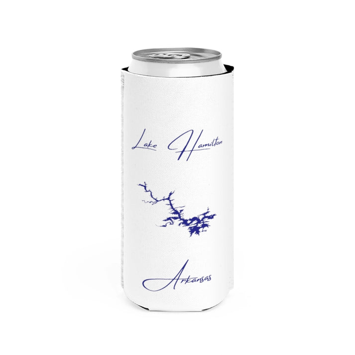 Arkansas  Lake  Hamilton  Slim  Can  Koozie  front  position  view  from  front  white.webp
