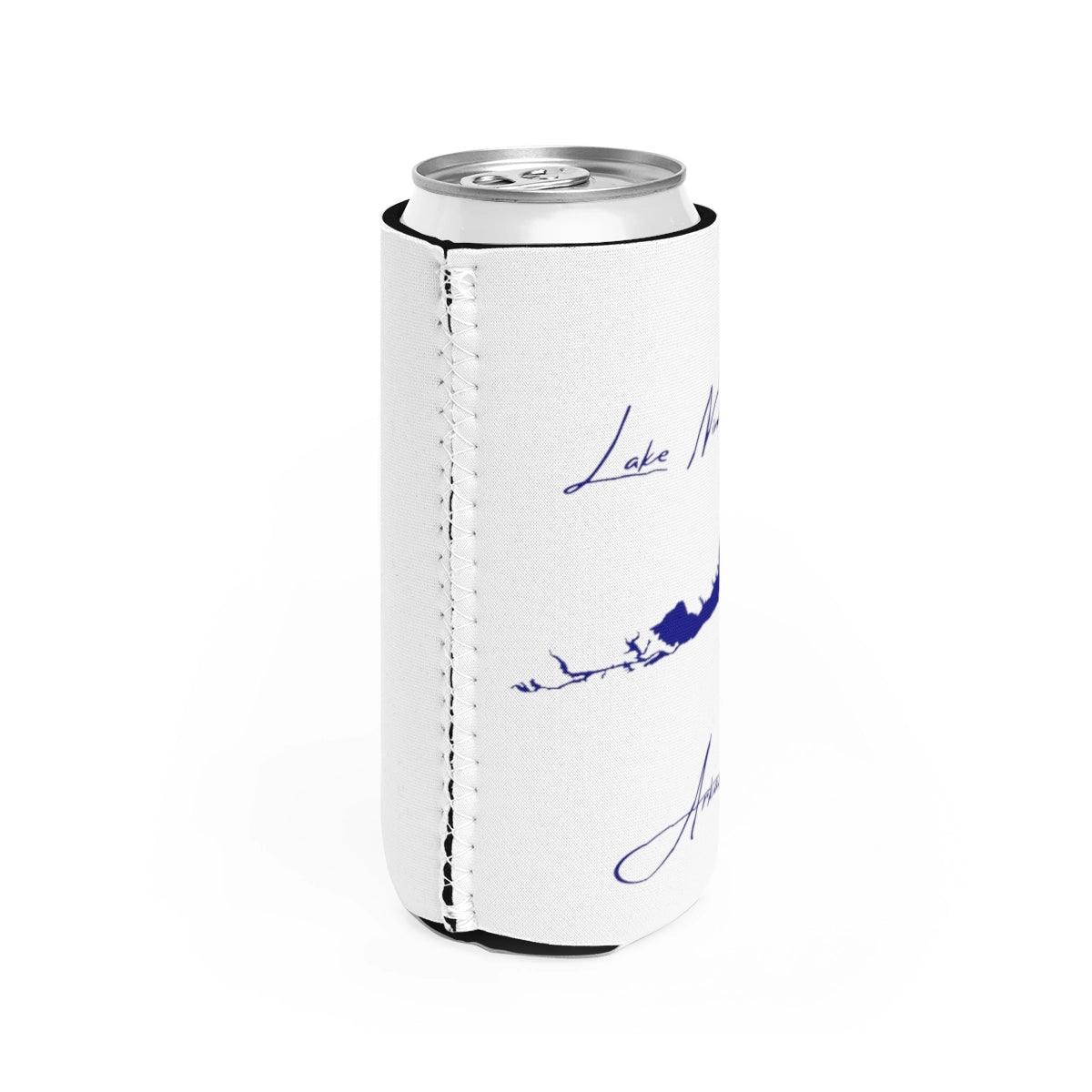 Arkansas  Lake  Nimrod  Slim  Can  Koozie  all  position  view  from  right  white.webp