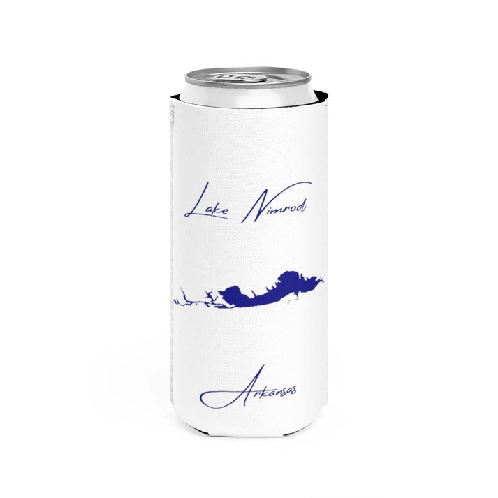 Arkansas  Lake  Nimrod  Slim  Can  Koozie  front  position  view  from  front  white.webp