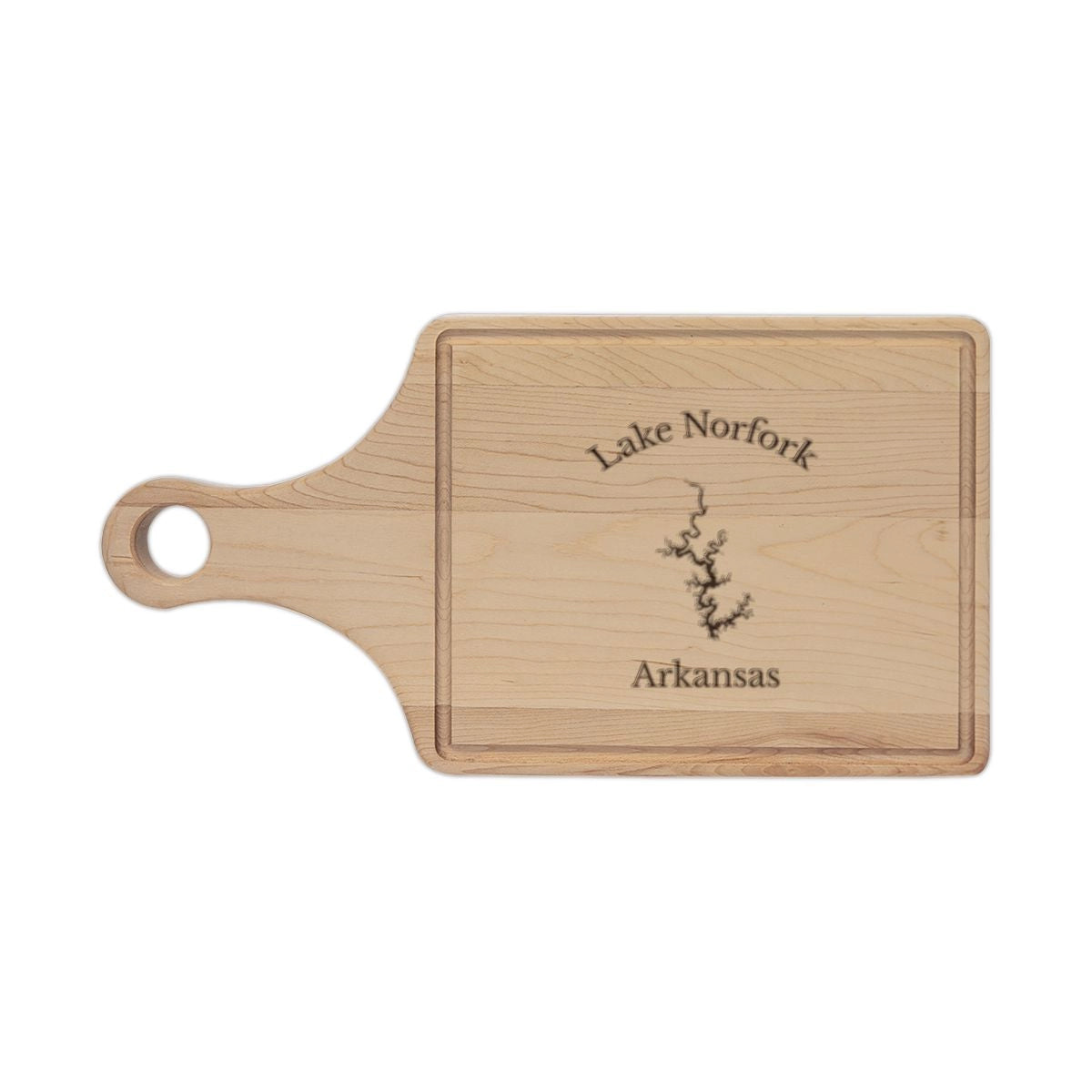 Arkansas  Lake  Norfork  Engraved  Cutting  Board  front  position  view  from  front  maple.webp
