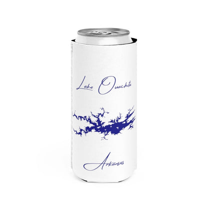Arkansas  Lake  Ouachita  Slim  Can  Koozie  front  position  view  from  front  white.webp