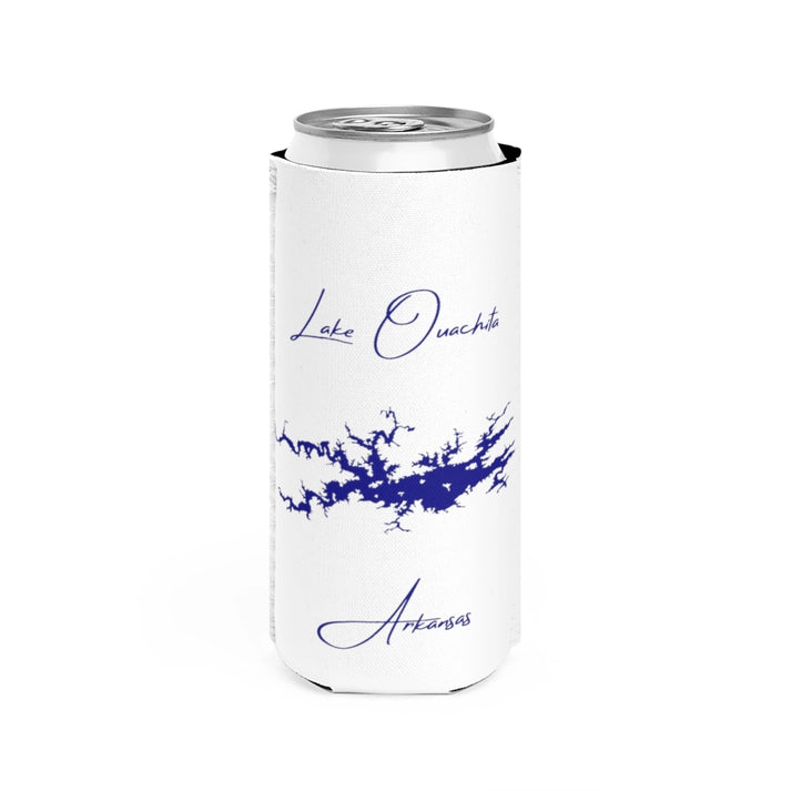 Arkansas  Lake  Ouachita  Slim  Can  Koozie  front  position  view  from  front  white.webp