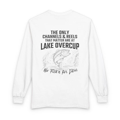 Arkansas  Lake  Overcup  Long  Sleeve  Fishing  T-shirt  back  position  view  from  back  white.webp