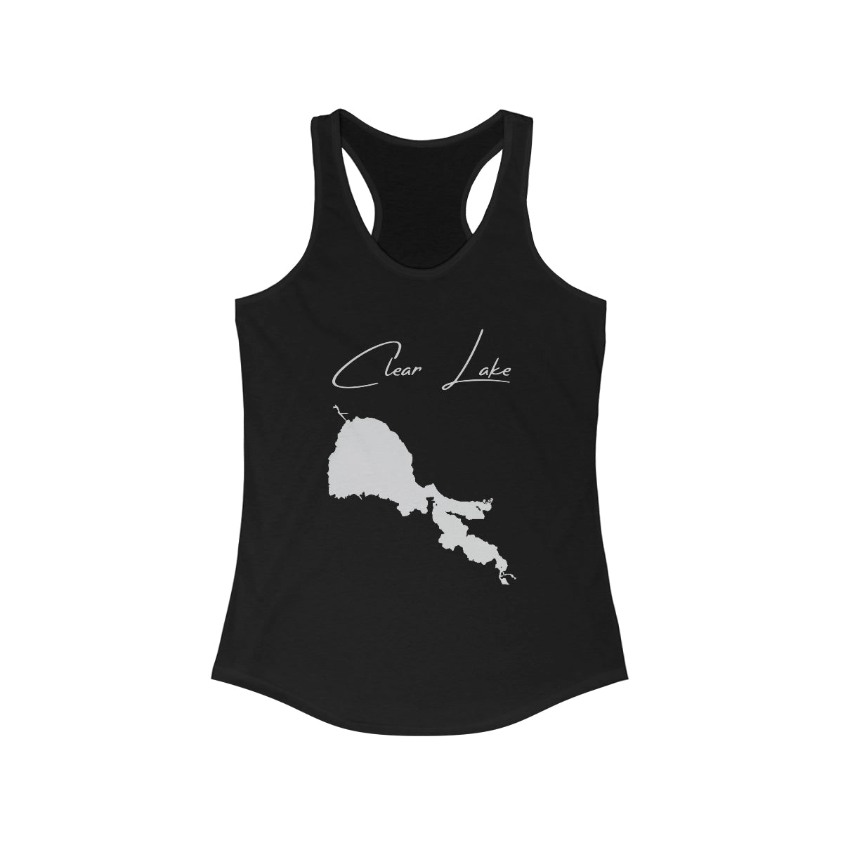 California  Clear  Lake  Racerback-Tank  front  position  view  from  front  solid  black.webp
