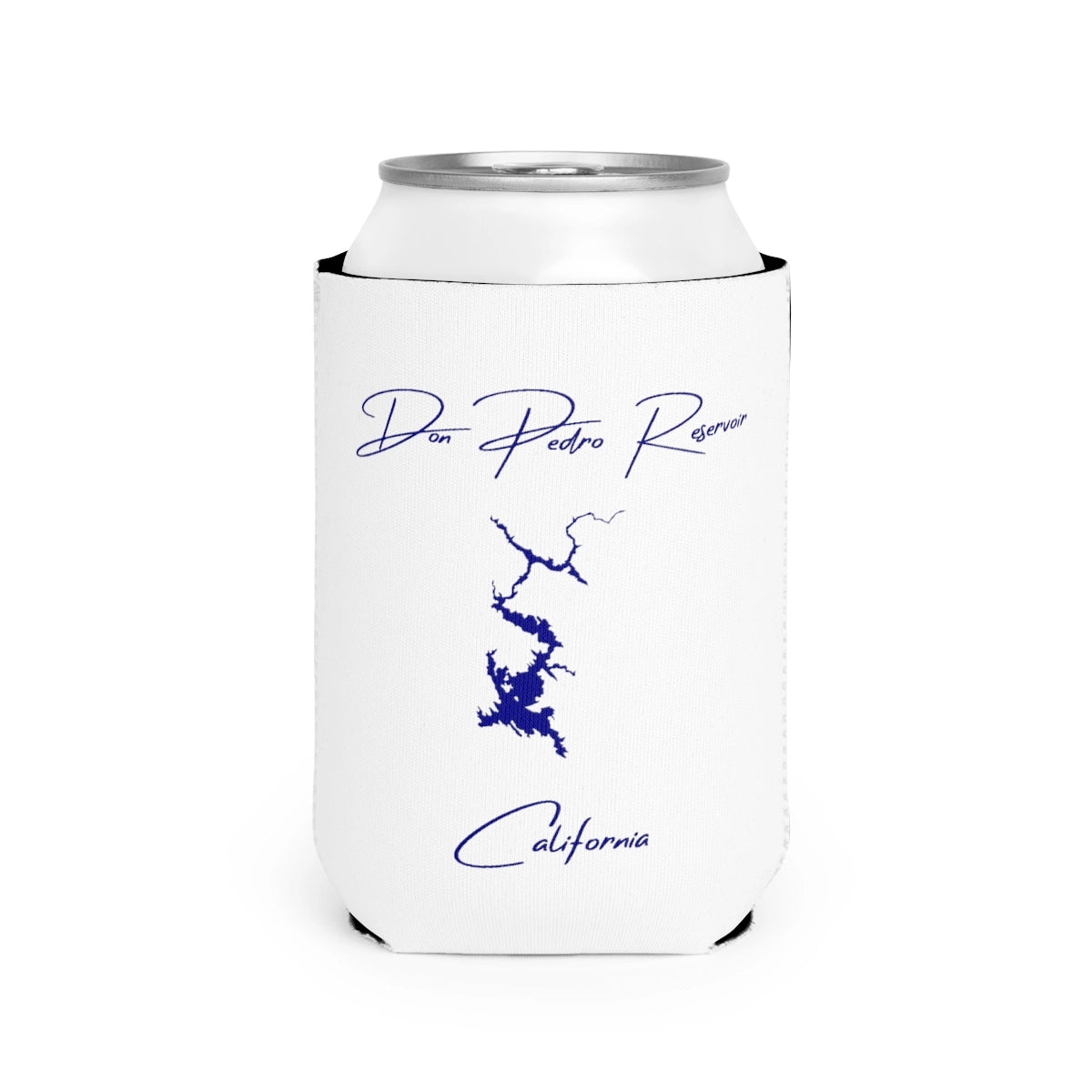 California  Don  Pedro  Reservoir  Can  Koozie  front  position  view  from  front-2  white.webp