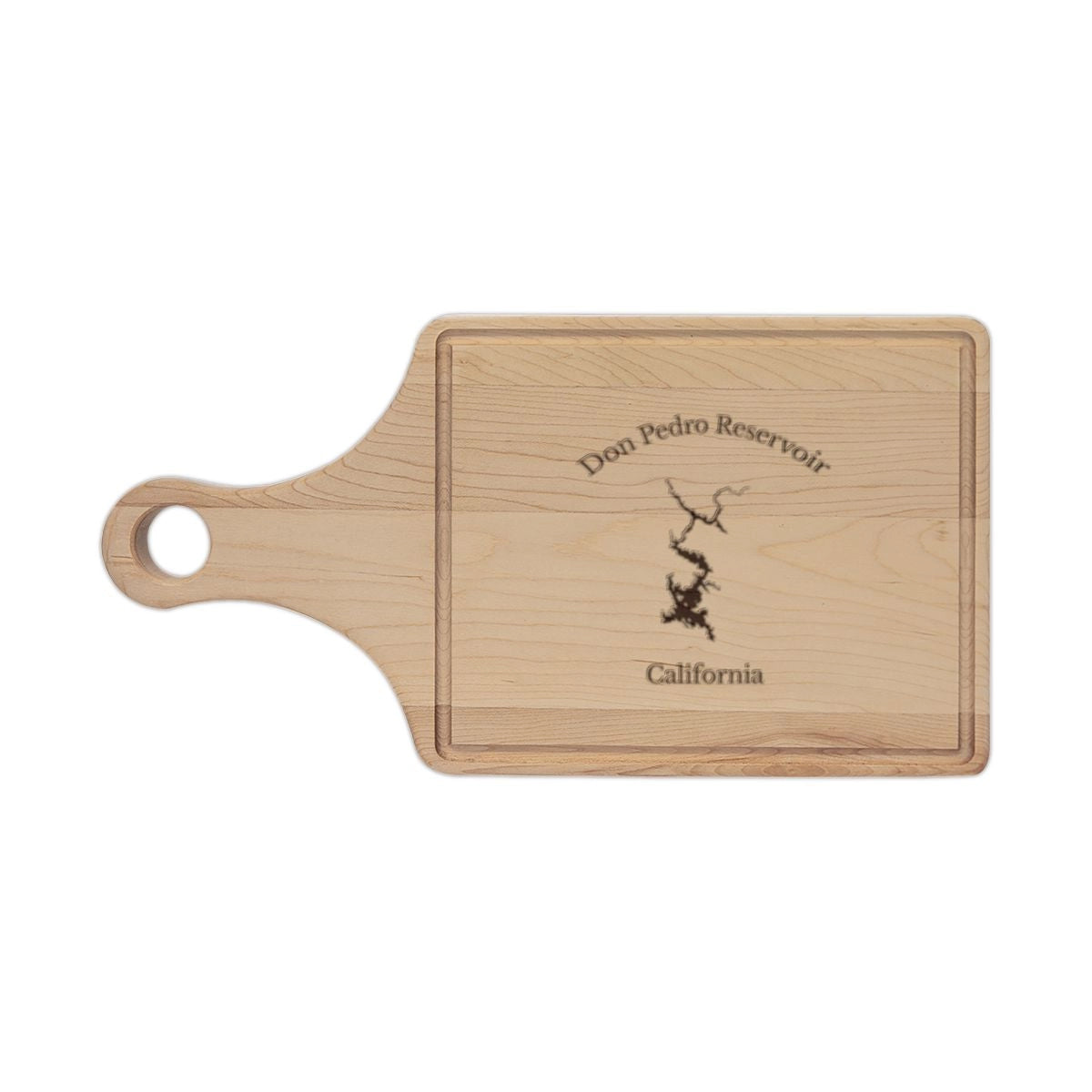 California  Don  Pedro  Reservoir  Engraved  Cutting  Board  front  position  view  from  front  maple.webp