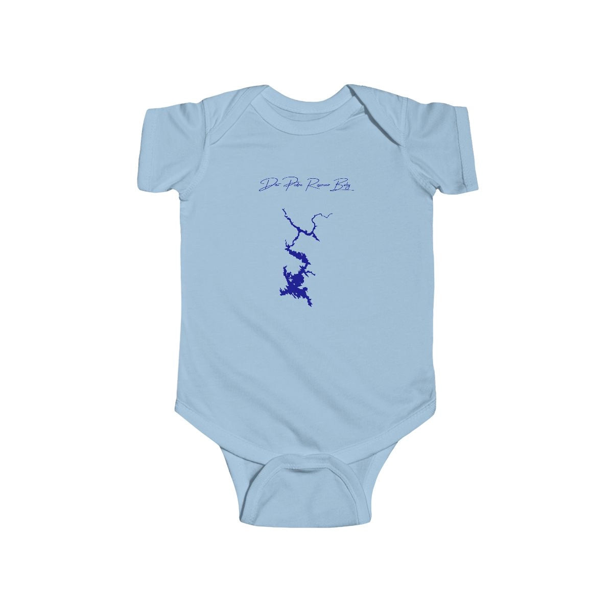 California  Don  Pedro  Reservoir  Onesie  front  position  view  from  front  light  blue.webp
