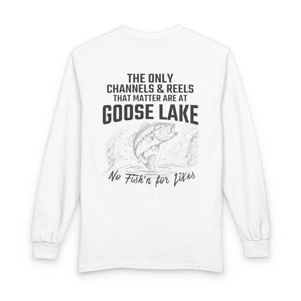 California  Goose  Lake  Long  Sleeve  Fishing  T-shirt  back  position  view  from  back  white.webp